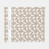 Beige En Witte Konijnenpatroon Met Naam Pasen Fleece Deken (Voorkant (Horizontaal))