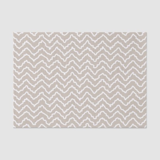 Beige en witte kronkelende chevron zigzag patroon tissuepapier (Voorkant)