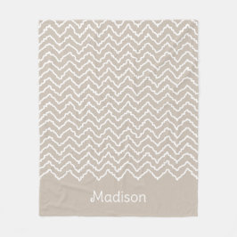Beige en witte kronkelige chevron zigzag patroon fleece deken
