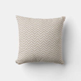 Beige en witte kronkelige Chevron zigzag patroon Kussen