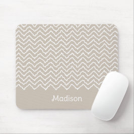 Beige en witte kronkelige Chevron zigzagpatroon Muismat