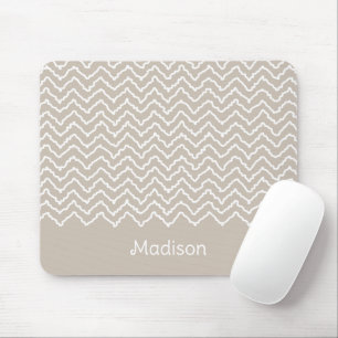 Beige en witte kronkelige Chevron zigzagpatroon Muismat
