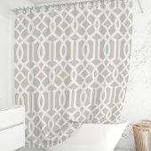 Beige en witte Marokkaanse trellis patroon Douchegordijn