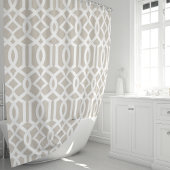 Beige en witte Marokkaanse trellis patroon Douchegordijn