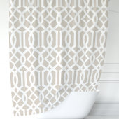 Beige en witte Marokkaanse trellis patroon Douchegordijn
