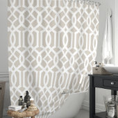 Beige en witte Marokkaanse trellis patroon Douchegordijn