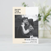 Beige en witte minimalistische foto Save the Date  Kaart (Staand voorkant)