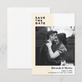 Beige en witte minimalistische foto Save the Date  Kaart (Voorkant / Achterkant)