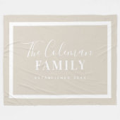 Beige en witte moderne boerderij familie Monogram Fleece Deken (Voorkant (Horizontaal))