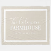 Beige en witte moderne boerderij familie Monogram Fleece Deken (Voorkant (Horizontaal))