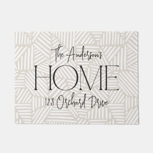 Beige en witte moderne geometrische minimal home deurmat (Voorkant)