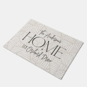 Beige en witte moderne geometrische minimal home deurmat (Schuin)