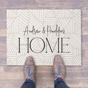 Beige en witte moderne geometrische minimal home deurmat