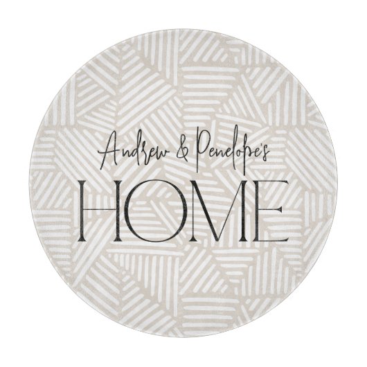 Beige en witte moderne geometrische minimal home snijplank (Voorkant)