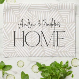 Beige en witte moderne geometrische minimal home theedoek