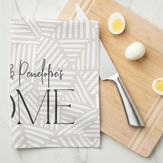 Beige en witte moderne geometrische minimal home theedoek (Quarter Fold)