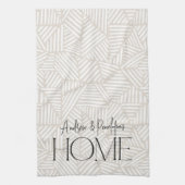 Beige en witte moderne geometrische minimal home theedoek (Verticaal)