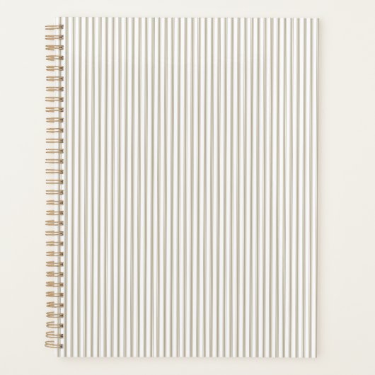 Beige en witte moderne strepen planner (Voorkant)