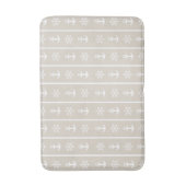 Beige en witte nautische ankerpatroon badmat (Voorkant Verticaal)