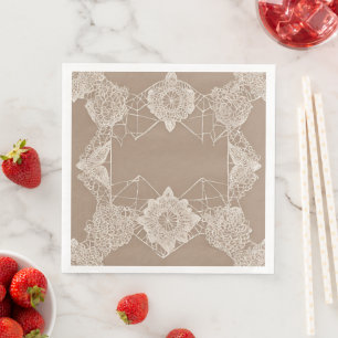 Beige en witte patronen AI-kunst Servet