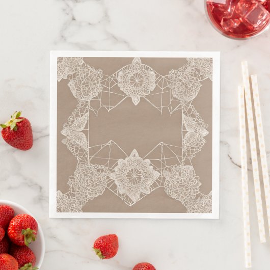 Beige en witte patronen AI-kunst Servet (Insitu)
