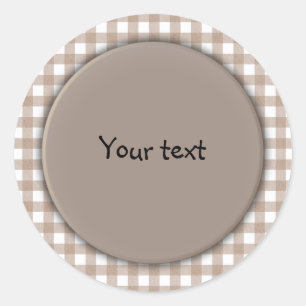 Beige en witte plaid ronde sticker