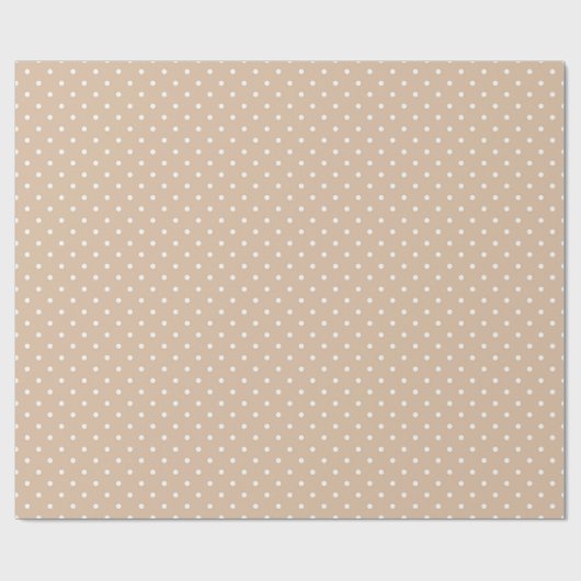 Beige en witte Polka Dot Pattern Cadeaupapier (Vlak)