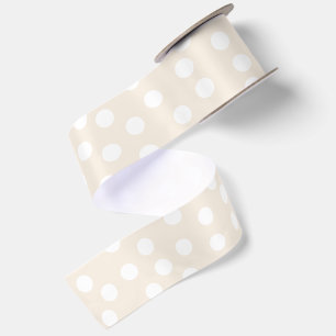 Beige en witte polka stippen Elegant Retro Satijnen Lint