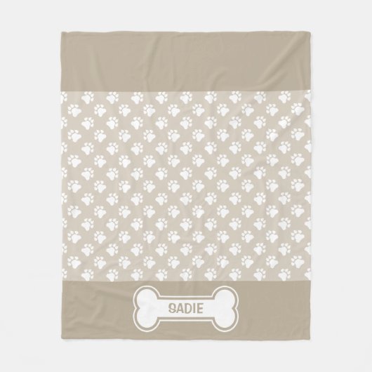 beige en witte reuen en bonen met naam fleece deken (Voorkant)