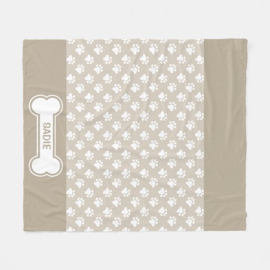 beige en witte reuen en bonen met naam fleece deken (Voorkant (Horizontaal))