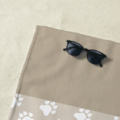 beige en witte reuen en bonen met naam strandlaken (In situ)