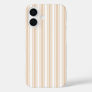 Beige en witte snoepjes strepen iPhone 16 hoesje