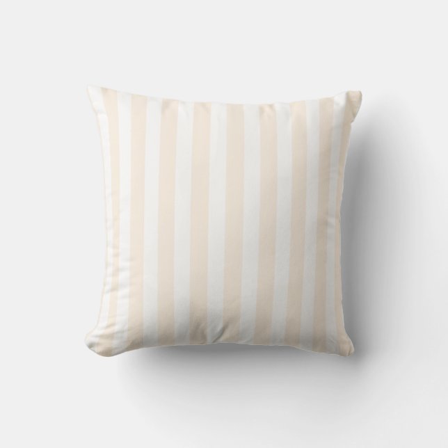 Beige en witte snoepjes strepen kussen (Voorkant)