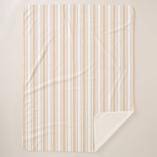 Beige en witte snoepjes strepen sherpa deken