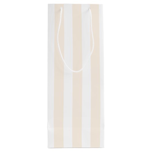Beige en witte snoepjes strepen wijn cadeautas (Achterkant)