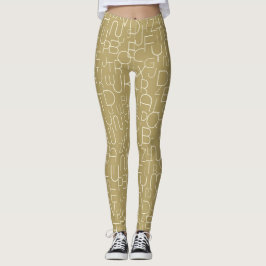 Beige en witte stijlvolle letters leggings
