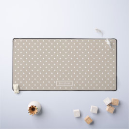 Beige en witte stippenpatroon met naam bureaumat