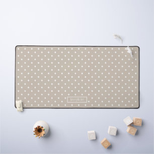 Beige en witte stippenpatroon met naam bureaumat