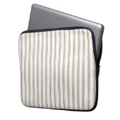 Beige en witte streep laptop sleeve (Voorkant Links)