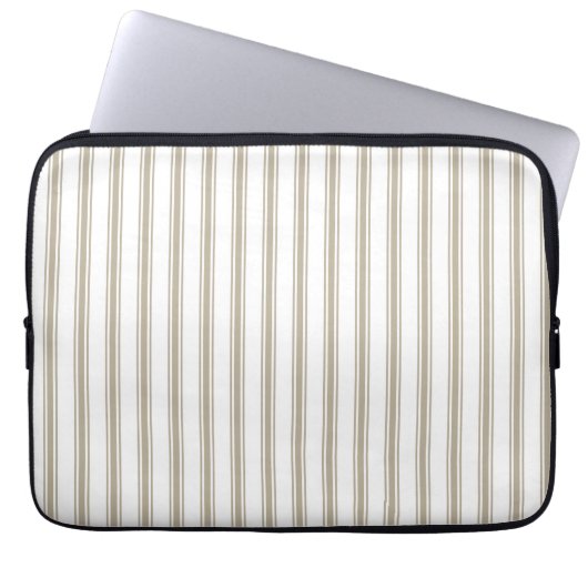 Beige en witte streep laptop sleeve (Voorkant)
