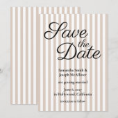 Beige en witte streep save the date (Voorkant / Achterkant)