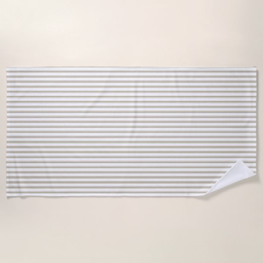 Beige en witte streep strandlaken (Voorkant)