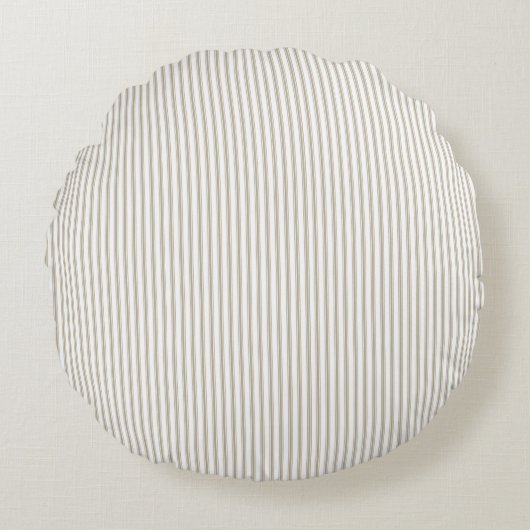 Beige en witte tikkende streep rond kussen (Voorkant)