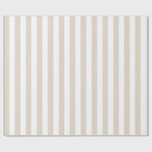 Beige en Witte Verticale Streeppatroon Cadeaupapier (Vlak)