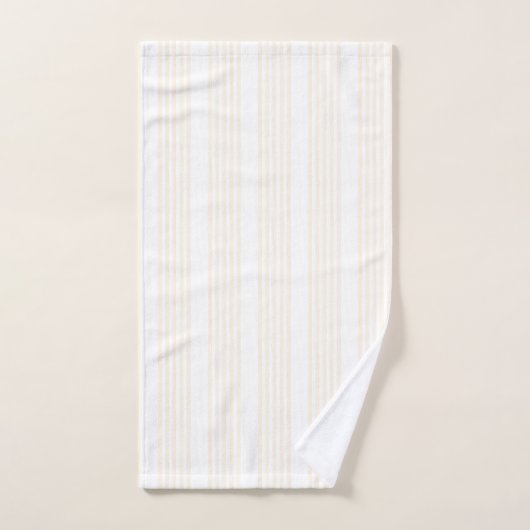 Beige en witte vijf strips bad handdoek (Handdoek)