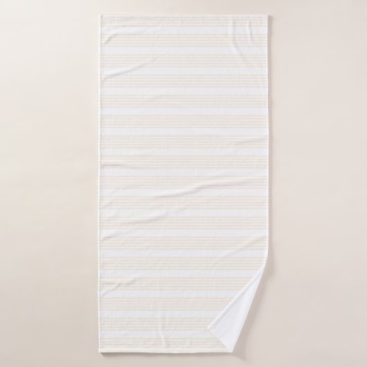 Beige en witte vijf strips badhanddoek (Badhanddoek)