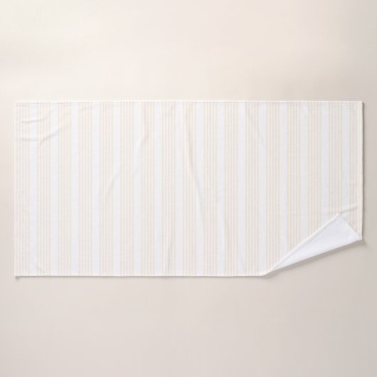 Beige en witte vijf strips badhanddoek (Badhanddoek)