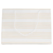 Beige en witte vijf strips groot cadeauzakje (Voorkant)