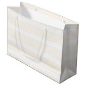 Beige en witte vijf strips groot cadeauzakje (Voorkant Gekanteld)