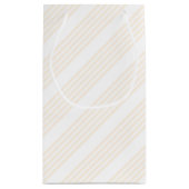 Beige en witte vijf strips klein cadeauzakje (Achterkant)